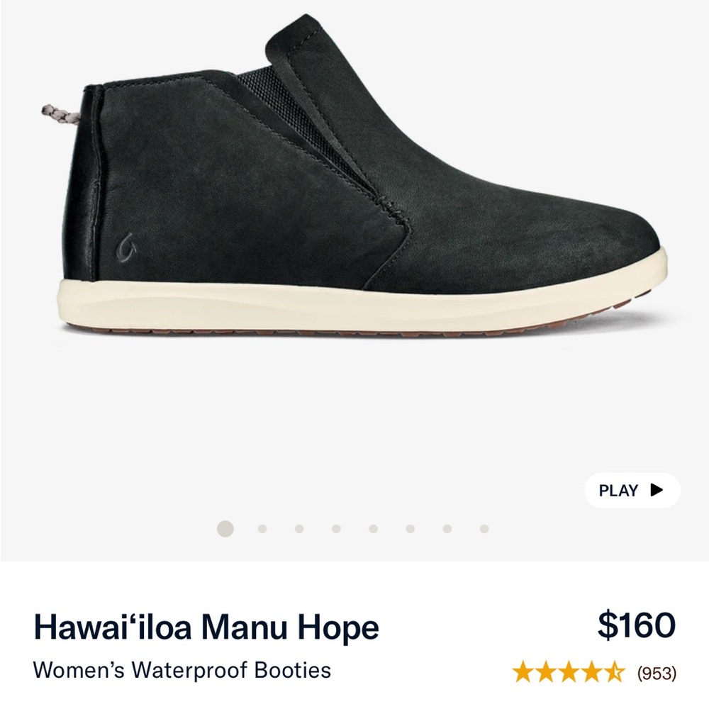 Black waterproof Olukai booties 8.5